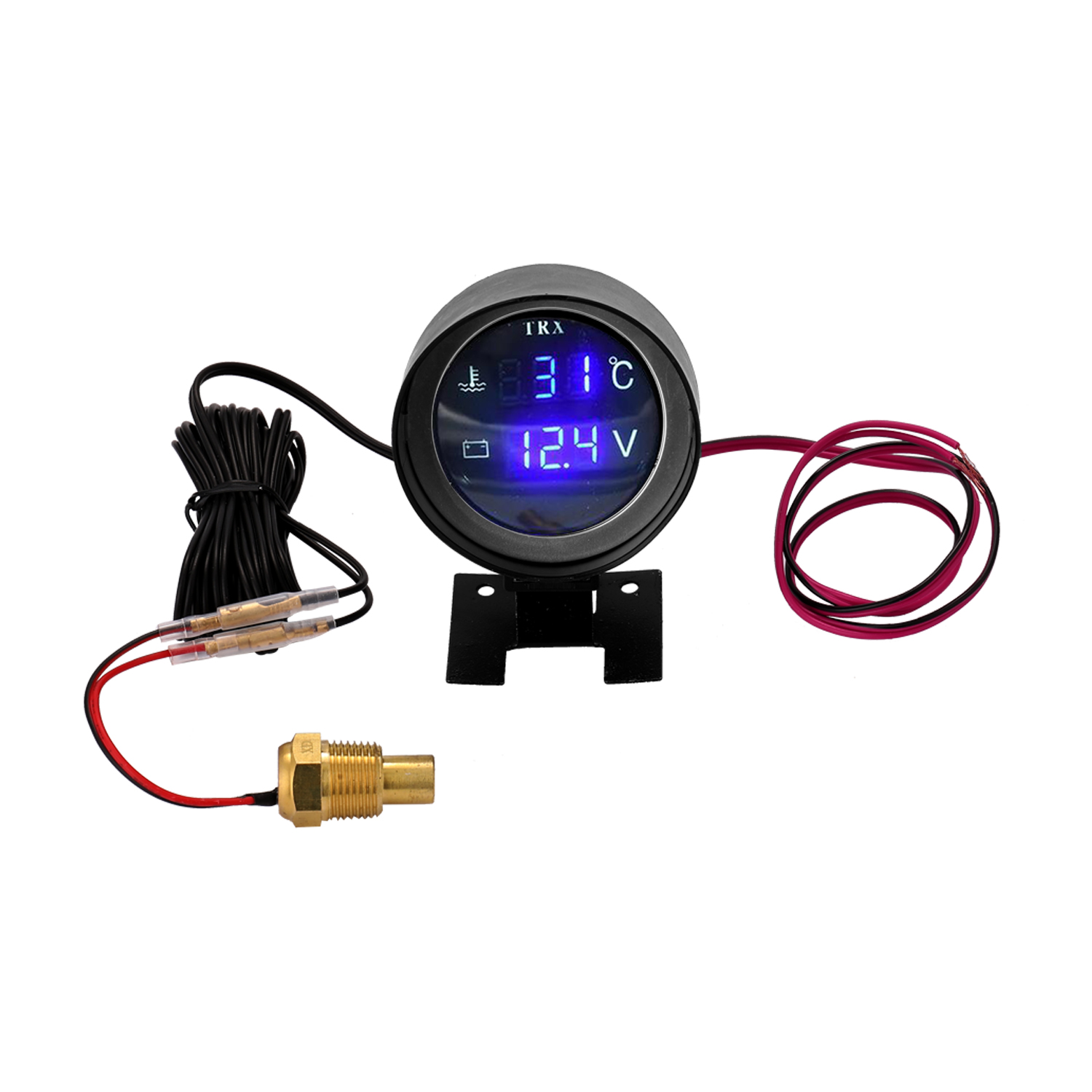 ラウンド Led デジタル車のトラック水温計温度センサー Temperatura モト電圧計ボルト電圧計 2 で 1 12.0V 24V