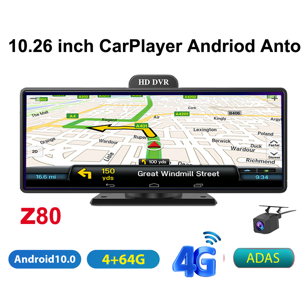 Carplayer Android Anto 10.26 インチ GPS ナビゲーション 4 グラム車のダッシュカムビデオレコーダー Z80 バックミラー 4 グラム 64 グラム 24 時間駐車モニター