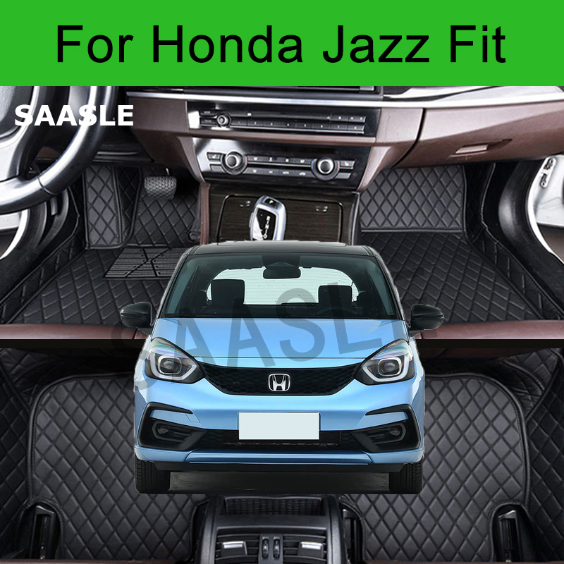SAASLE カスタム車のフロアマットホンダジャズフィット 2004-2024 年自動車カーペット Foot Coche アクセサリー