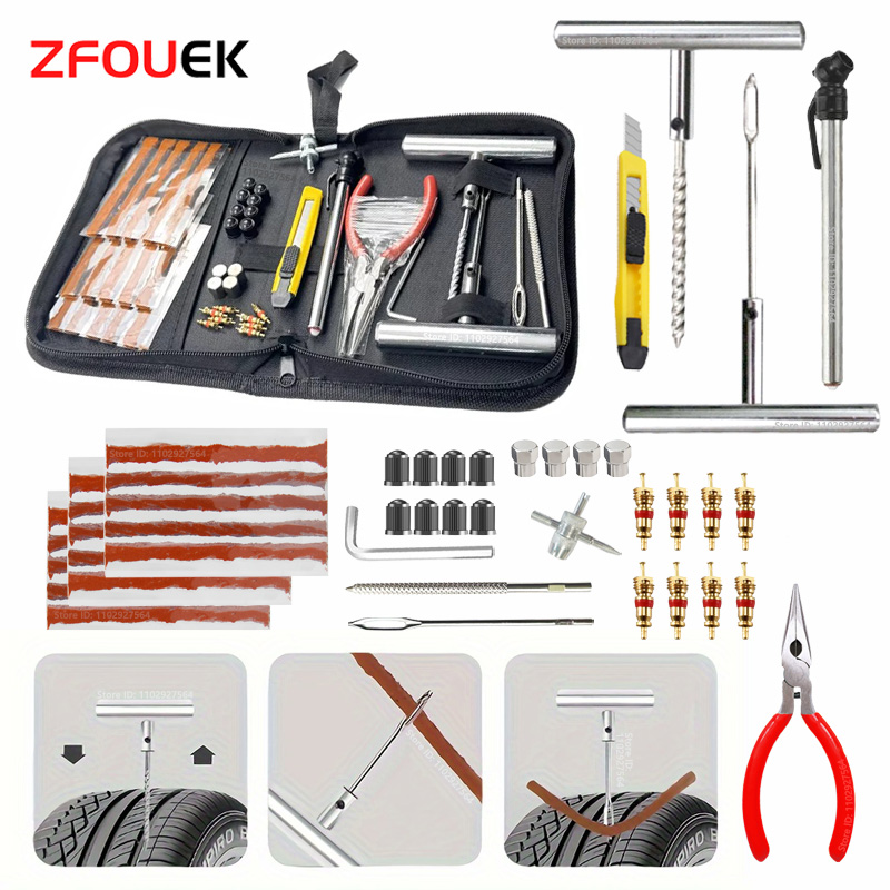 ZFOUEK 緊急タイヤ修理キット車のタイヤ修理ツールタイヤ修理キット自動車バイクタイヤ修理パンクプラグガレージカーアクセサリー