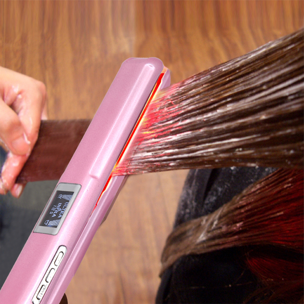 RUCHA 超音波赤外線ヘアストレートアイロンコールドヘアケアフラットアイロンプロのヘアトリートメント用ダメージを回復します