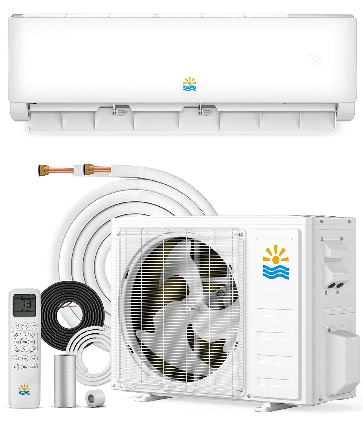 ミニスプリット AC/暖房システム、11500 BTU ミニスプリットエアコンインバーター、ヒートポンプ付き、115V 17 SEER2 エネルギー、カスタマイズ