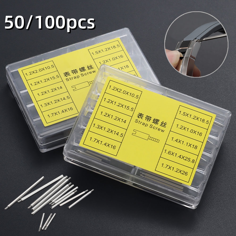 50/100 個ネジロッドロレックスオイスターメタルストラップステンレス鋼ネジピン時計修理ツール時計部品ツールキット