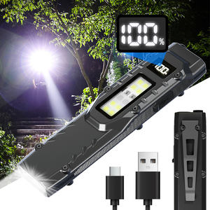 1200ルーメンのポケット懐中電灯、クリップ式充電式ペンライト、超薄型フラット形状、スポットライトとフラッドライト付き、EDC懐中電灯