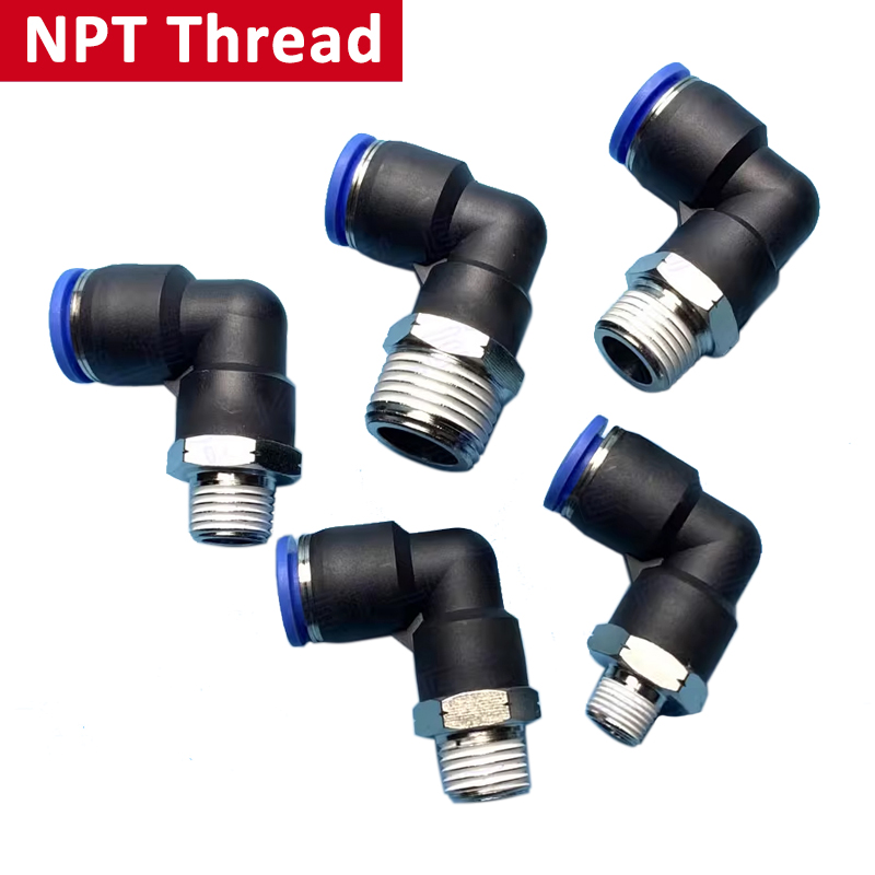 10 個 PL エルボ空気圧フィッティング穴 4 6 8 10 12 ミリメートル NPT ネジ 1/8 "1/4" 1/2" 外部クイックリリースパイプエアコネクタ