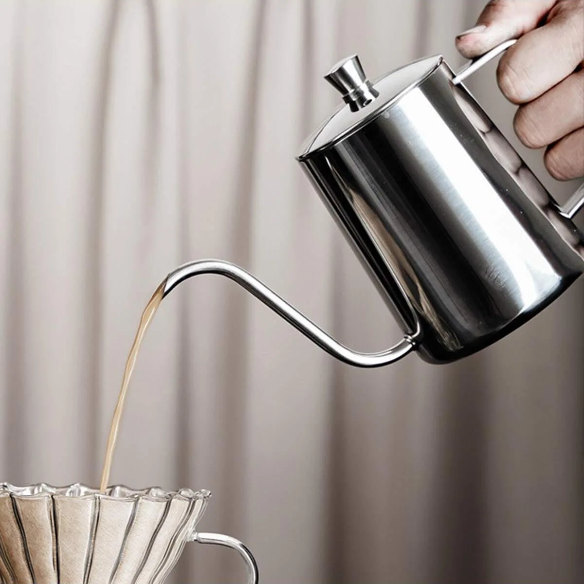 1PC-350ML コーヒーケトルグースネック注ぐコーヒーポットドリップコーヒーメーカーステンレス鋼ホームバリスタアクセサリー