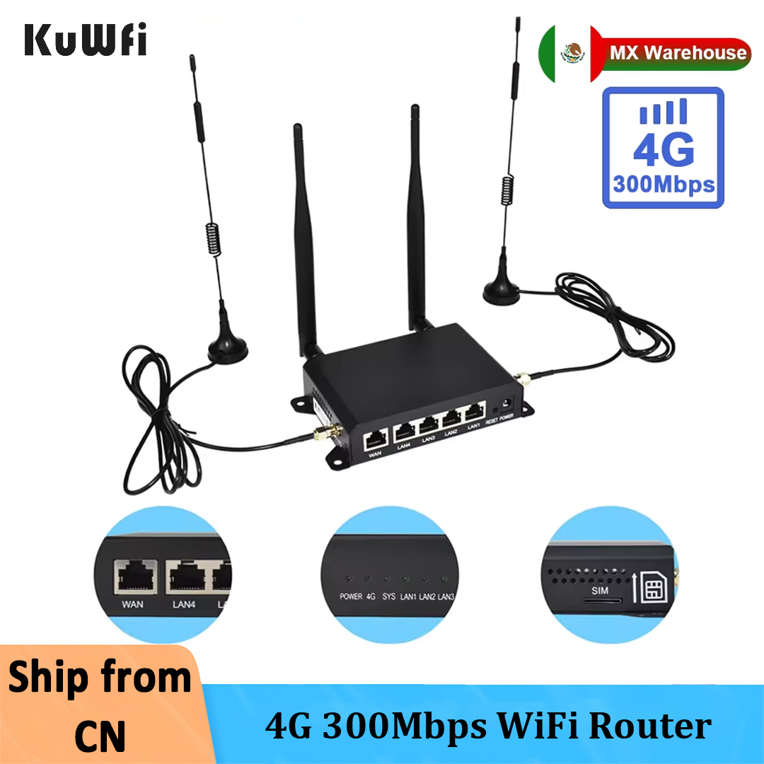 KuWFi 4G SIM カードルーターワイヤレス WIFI ルーター 2.4G LTE アクセスポイントサポート VPN DDNS ホットスポットネットワークアダプター IP カメラ用