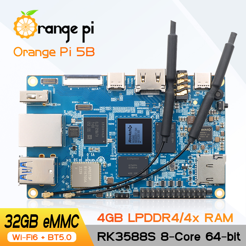 オレンジパイ 5B 4 ギガバイト RAM 32 グラム EMMC 64 ビット Rockchip RK3588S SBC シングルボードコンピュータ WIFI Bluetooth BLE ミニ PC 5 B 開発ボード