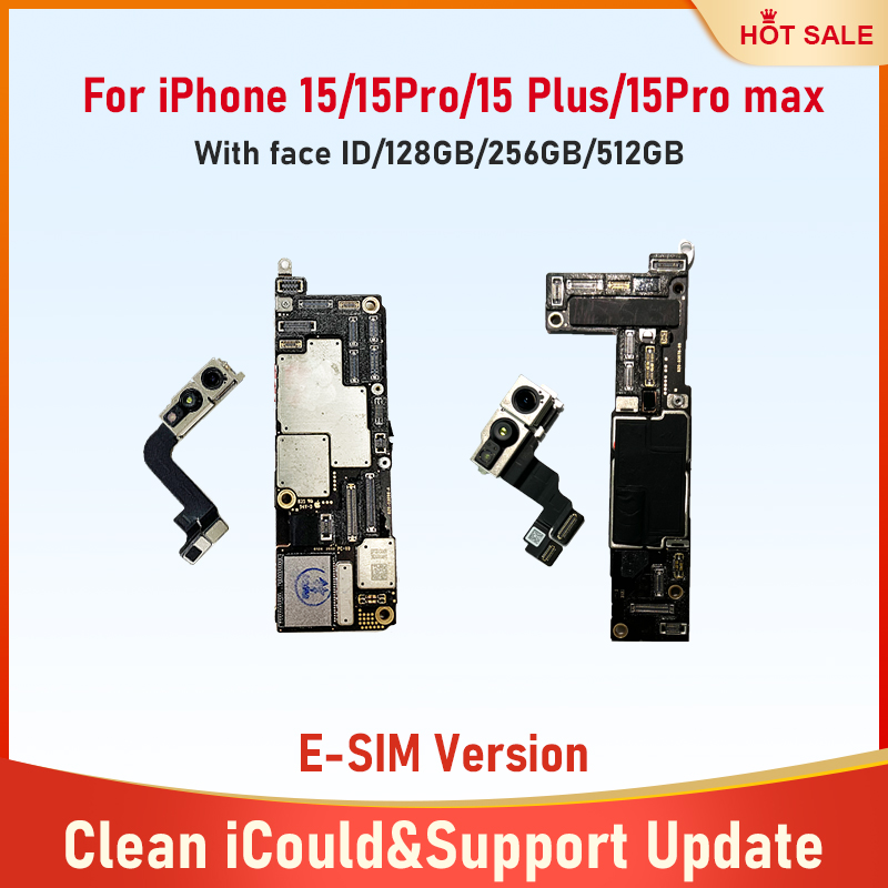 ロジックボード iPhone 15 15 プロ 15 プラス 15 プロマックス Placa 顔 ID E-SIM バージョンロック解除クリーニング済み iCloud 電話メインボード
