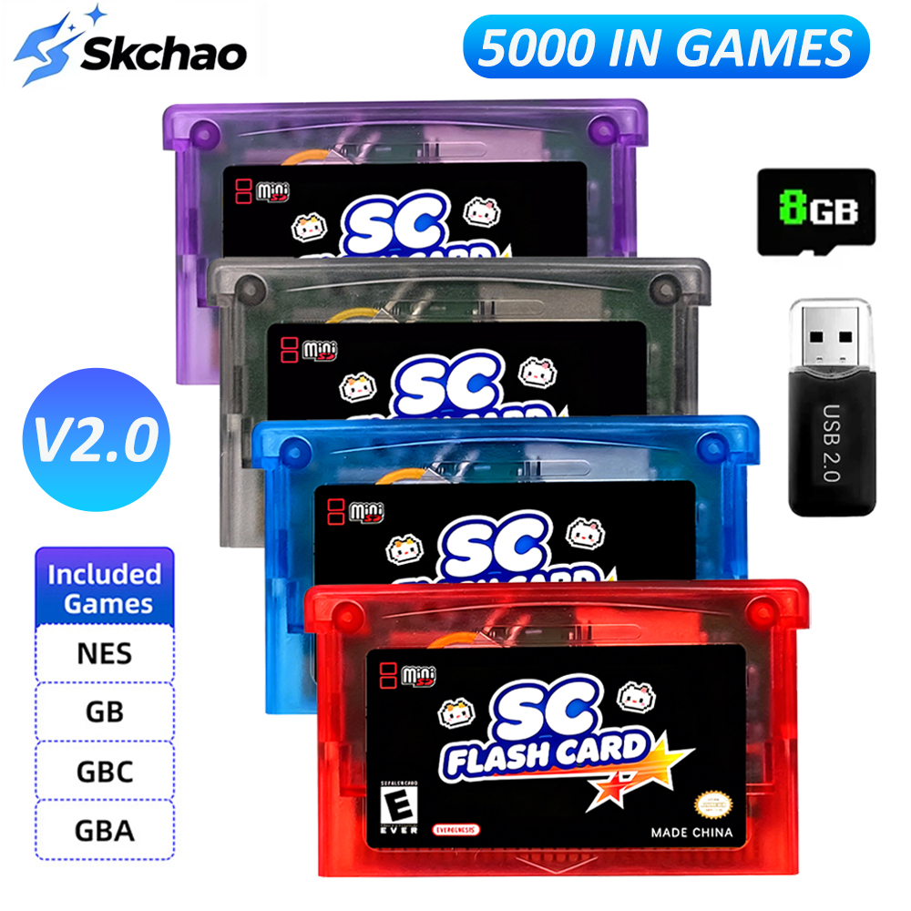 新しい 5000 で 1 SCFW V2.0 カードミニ GBA フラッシュカード GBA GBC GB NES 8 グラム TF カードアダプタ付き SP GBM IDS NDS NDSL ゲームコンソール