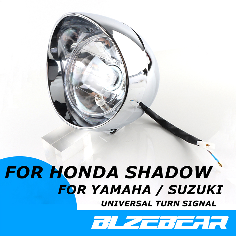 オートバイクロームヘッドライトホンダシャドウエアロファントム VLX 750 1100 ヤマハスズキカワサキ高低ビームヘッドライト
