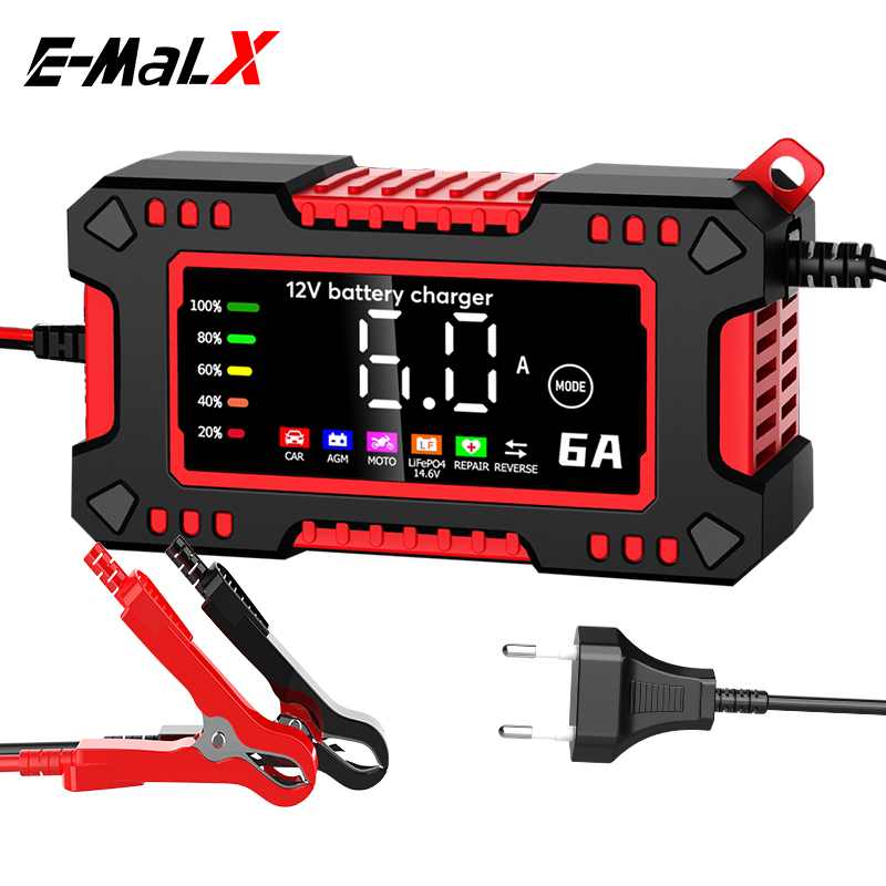 新しい 6A 12V 車のバッテリー充電器車とオートバイ 14.6V LiFePO4 鉛酸バッテリー充電器とスマートパルス修理メンテナー