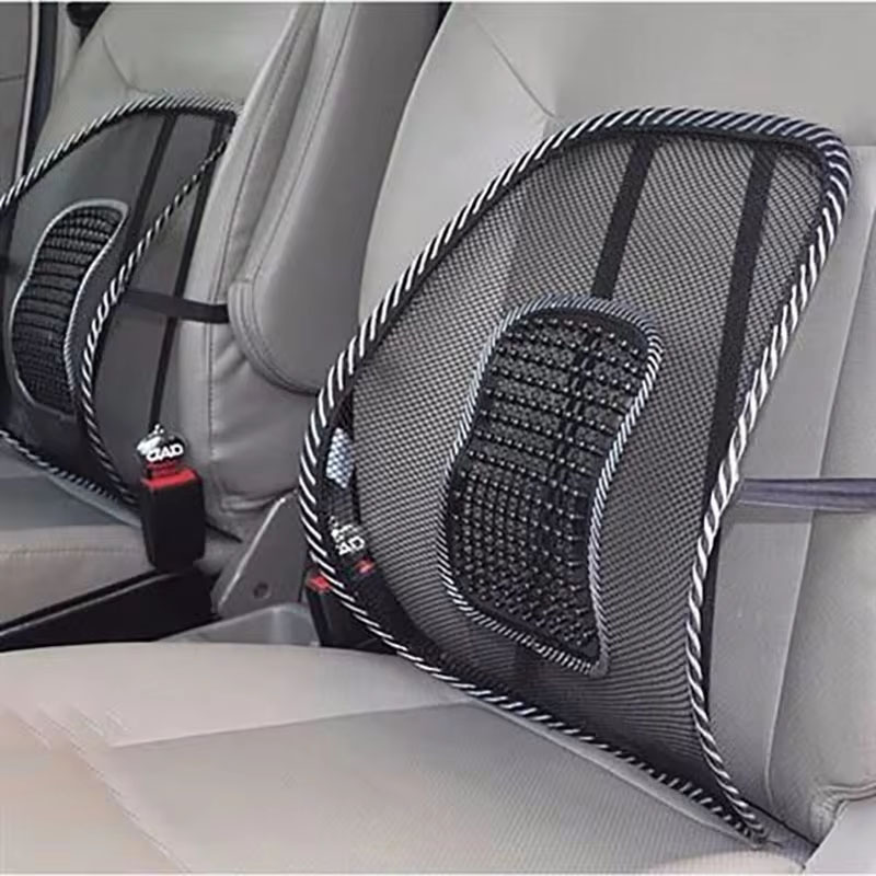 カーシートバックレストクッションメッシュランバーバックレストアイスシルクメッシュ通気性のあるランバーサポートパーツ - 運転を容易にします