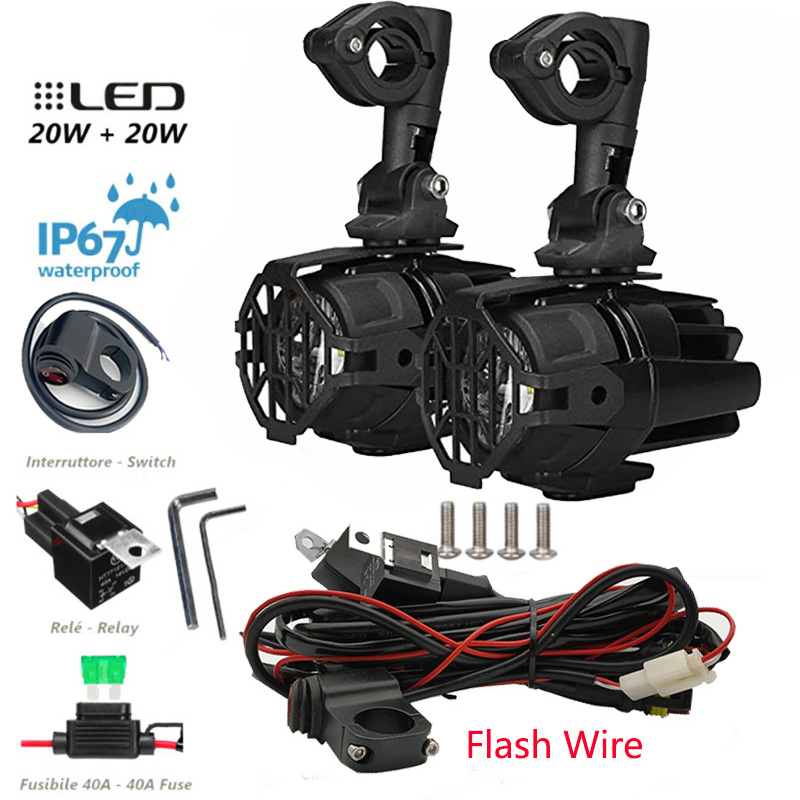 40 ワットオートバイフラッシュ LED フォグランプ BMW R1200GS R1250GS ADV F800GS K1600 ホンダ CRF1000L スズキバイクストロボライト