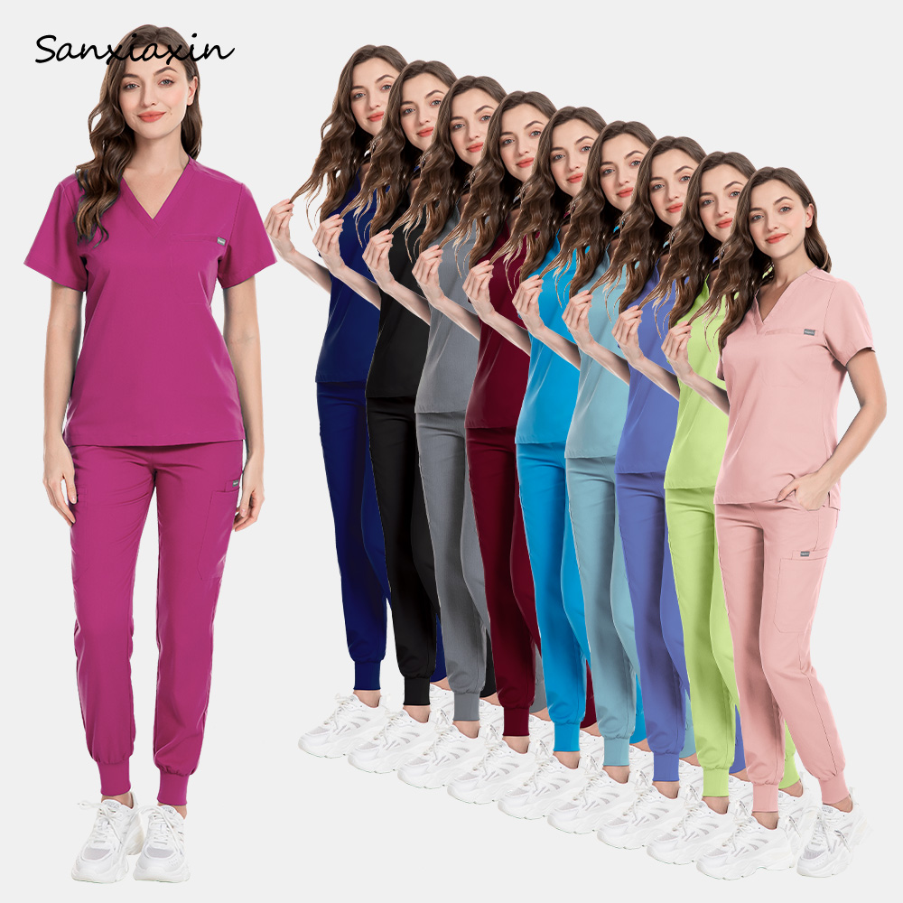 XS-XXL 歯科作業服医療サービス看護スクラブセット美容院作業服防塵実験室服獣医スクラブスーツ