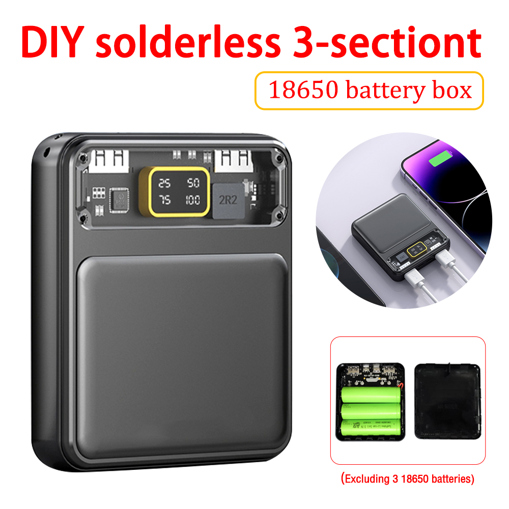 3*18650 バッテリーホルダーデュアル USB パワーバンクバッテリー収納ボックススマートフォン充電器 DIY シェル充電収納ケース (バッテリーなし)