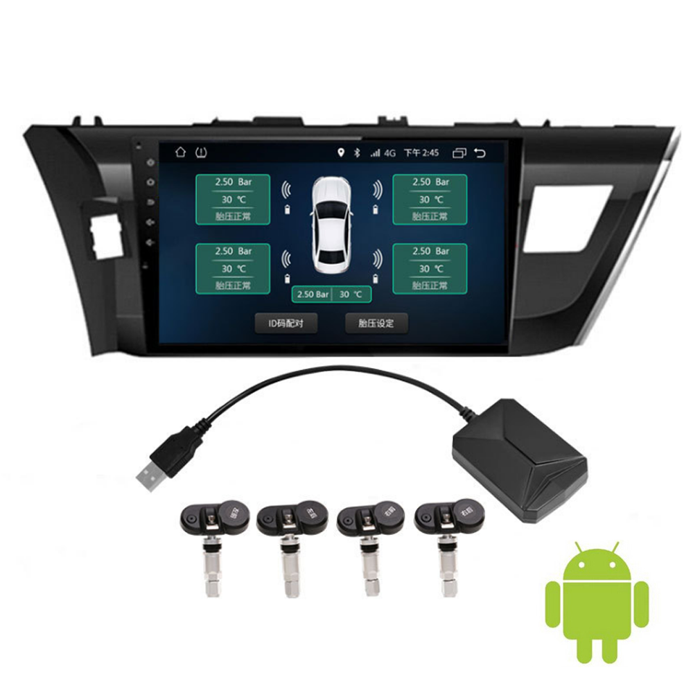 Android USB TPMS カーラジオ DVD プレーヤー用 タイヤ空気圧監視システム スペアタイヤ内部外部センサー