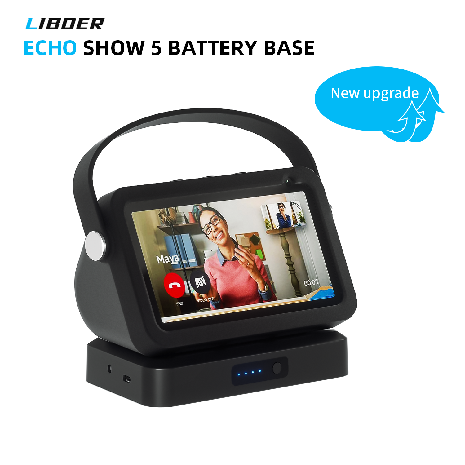 Echo Show 5 用バッテリーベース 第 1/2/3 世代ポータブルモバイルワイヤレス充電 Alexa Echo Show 5 バッテリーベース ハンドルケース付き