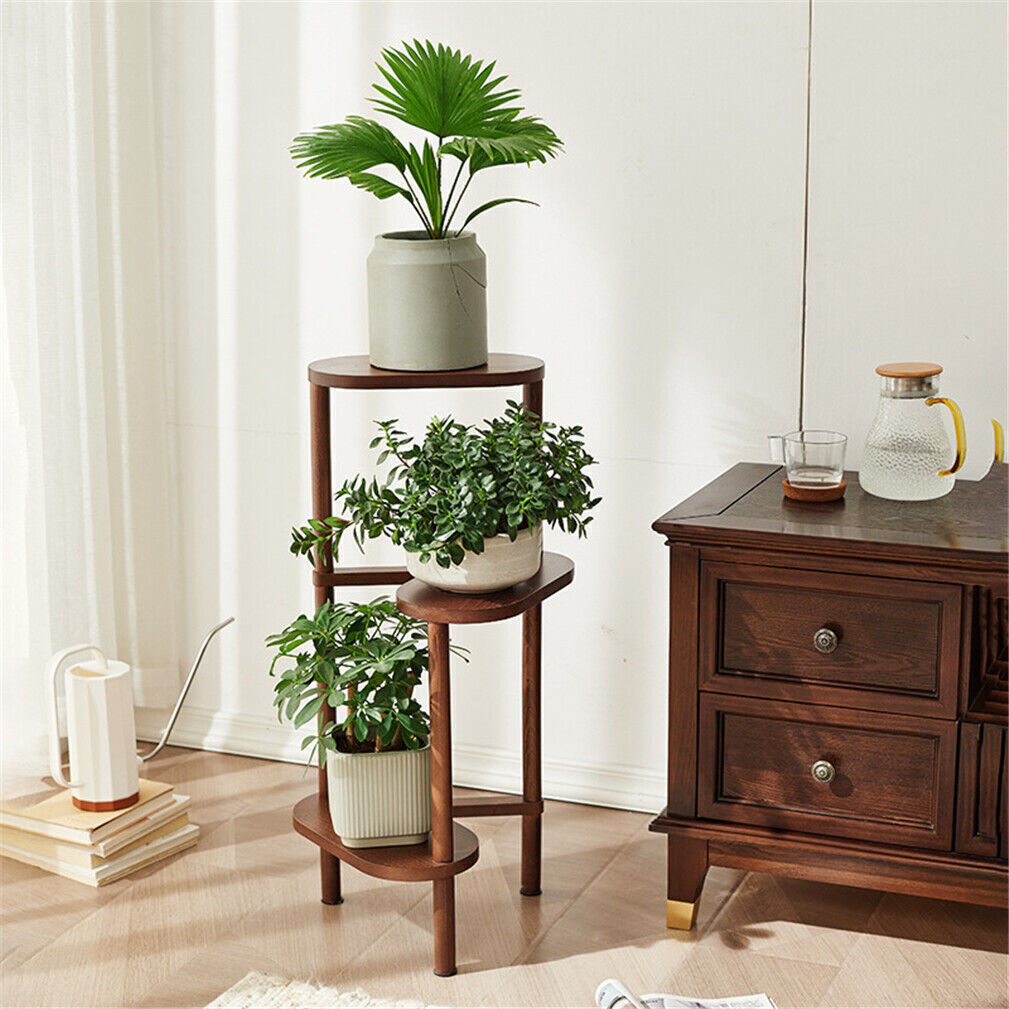 3 段背の高い竹製植物スタンド コーナー プラント ラック フラワー ポット ホルダー ストレージ バルコニー ガーデン組織用