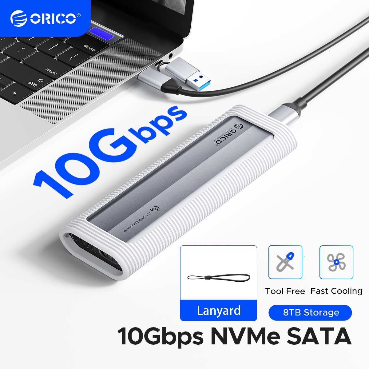 ORICO M.2 NVMe SATA SSD エンクロージャ ツール不要の USB 外部 10Gbps M.2 NVMe - USB アダプタ PCIe NVMe および SATA SSD 用 UASP をサポート