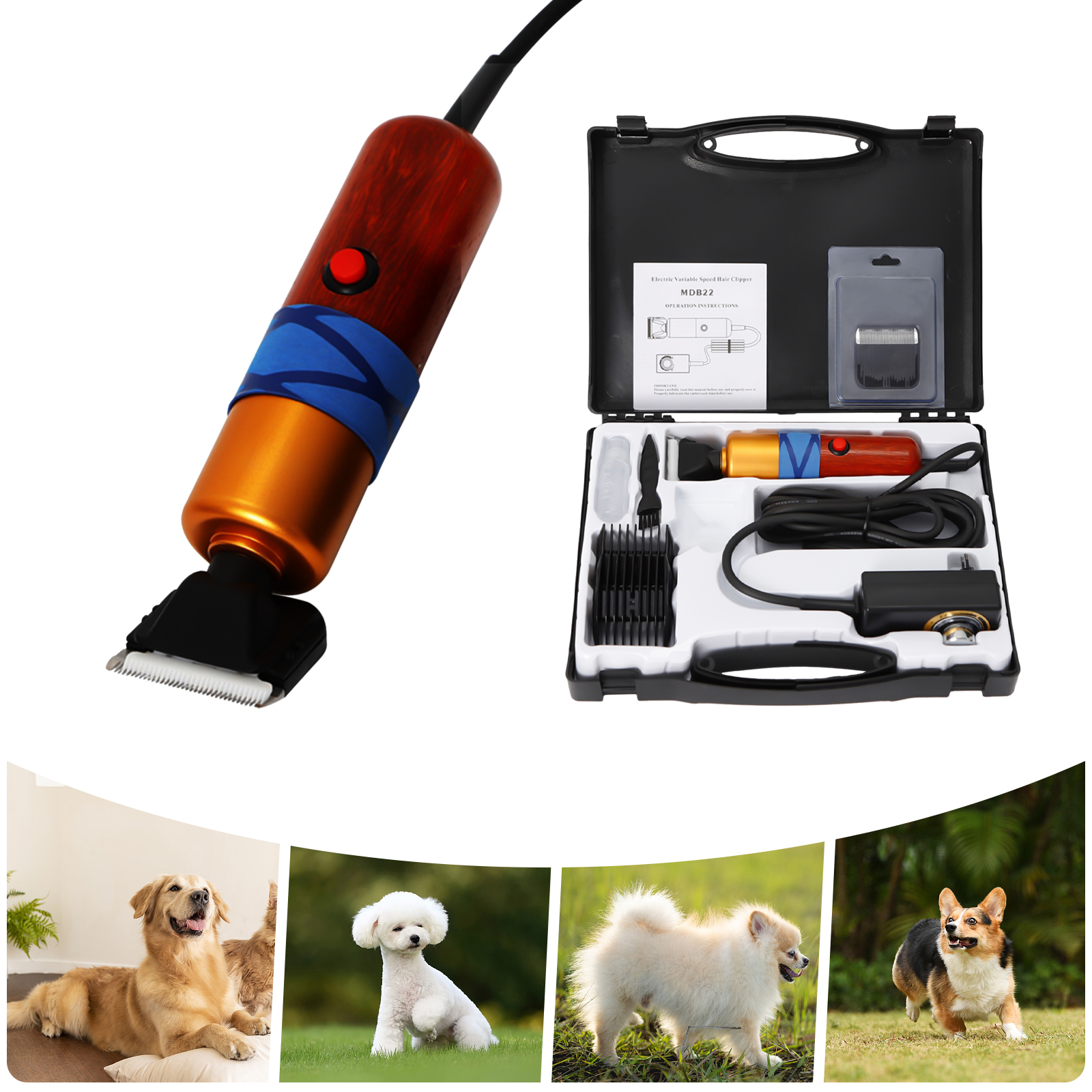 ペットバリカン低ノイズ高効率プロフェッショナル電動可変速度毛せん断羊犬猫ペット