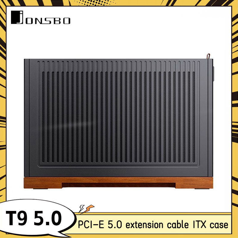 JONSBO T9 5.0 ITX シャーシ ブラック ポータブル デスクトップ コンピュータ DIY ゲーム コンソール サポート Type-c インターフェイス PCI-E 5.0 延長ケーブル
