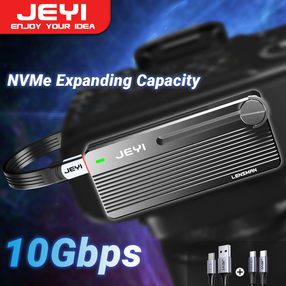 JEYI M.2 NVMe SSD エンクロージャ、カメラ取り付けネジ付き、USB 3.1 Gen2 10Gbps 転送カメラ映像、PC、電話と互換性あり