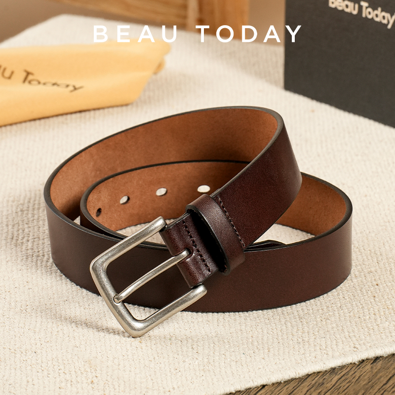 BeauToday ベルト女性本物の牛革ソリッドカラーシルバーバックルレトロスタイルレディースアクセサリーウエストバンド手作り 91083