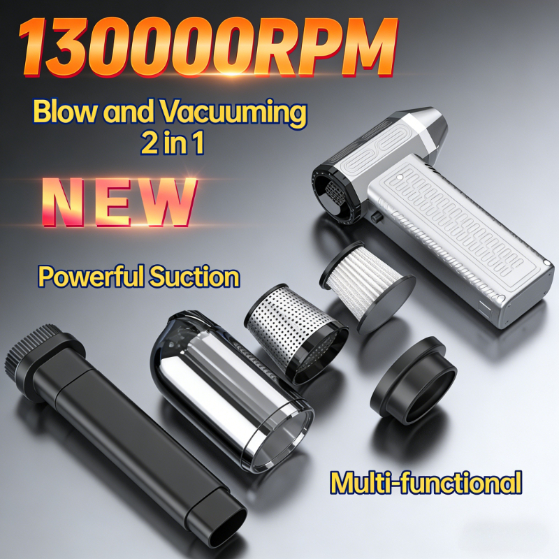 130000RPM ターボファン送風機ミニターボジェットファンブラシレスモーターハンドヘルドダクトファンポータブル充電クリーニングカー掃除機＆乾燥機
