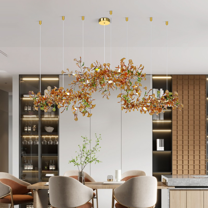 現代のカエデの葉の形のシャンデリア高級ガラスペンダントライトダイニングルームリビングダイニングルームヴィラ家の装飾照明