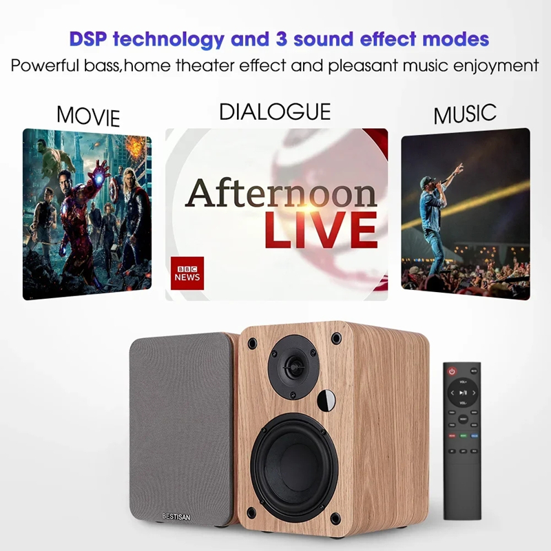 木製 2.0 アクティブスピーカー Hifi 80 ワットホームシアターサウンドシステムテレビ PC サブウーファー音響本棚 Bluetooth スピーカー音楽センター
