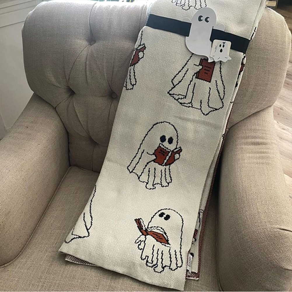 ハロウィン ゴーストリーダーブランケット 50 x 60インチ スローブランケット ゴースト読書本 かわいい読書ブランケット カウチソファにフィット 大人用