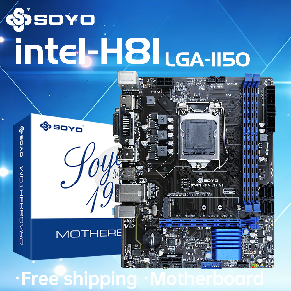 H81 マザーボード SOYO DDR3 LGA 1150 RAM 16 ギガバイトサポート I3 I5 I7 Nvme NGFF M.2 スロット VGA HDMI 互換 RJ45 ゲーミングメインボード