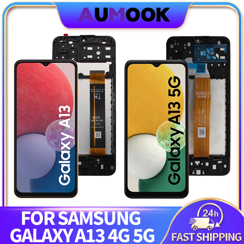 Lcd ディスプレイサムスンギャラクシー A13 4 グラム A137 A13 5 グラムタッチスクリーンデジタイザアセンブリ A135F A136U A137F 液晶画面とフレーム部品