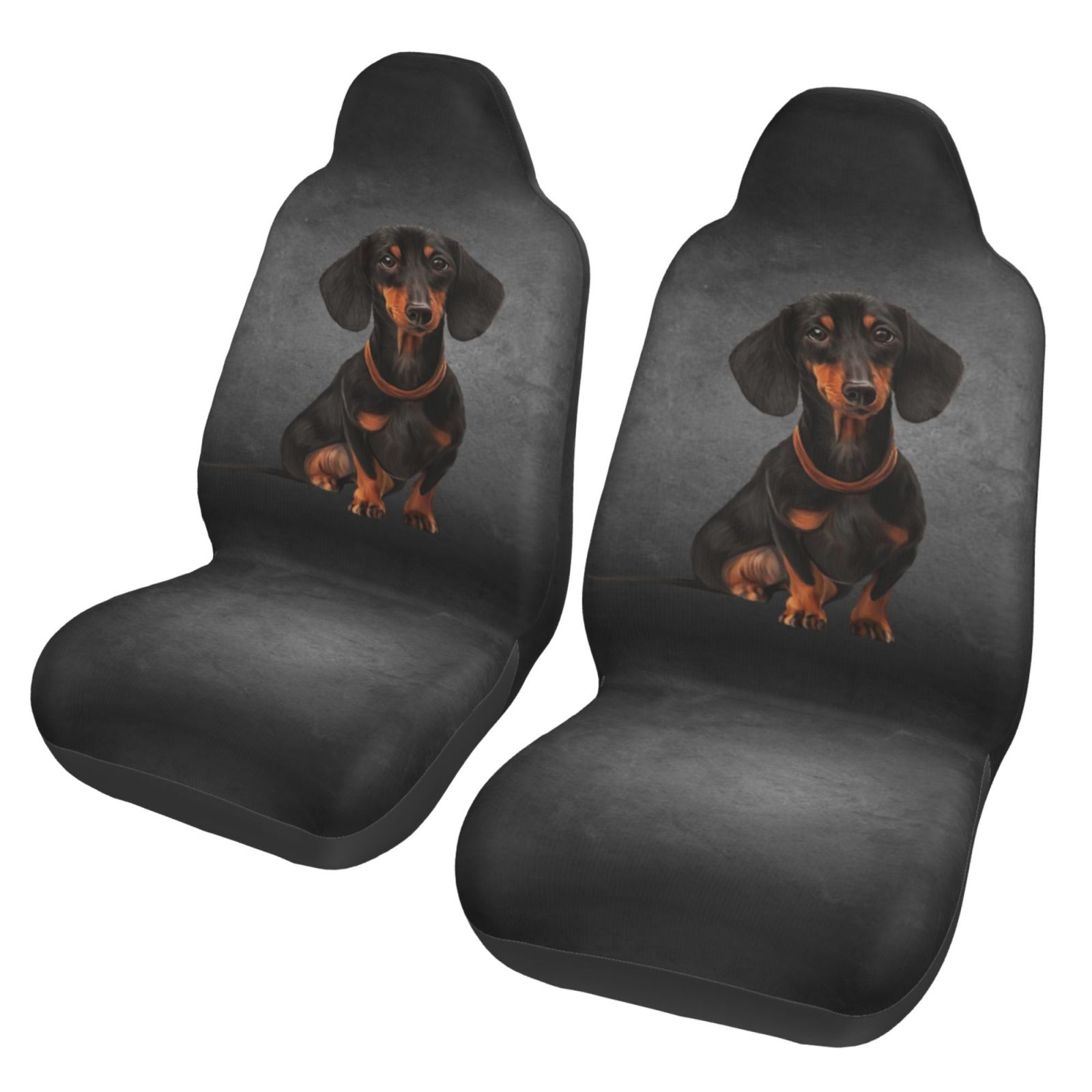アニマルソーセージ犬プリントカーシートカバー 2 ピースユニバーサルフロントアクセサリーセットシート保護カバー