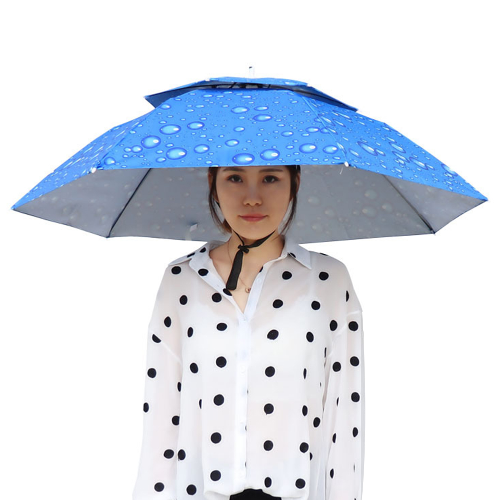 屋外ヘッドマウント傘帽子軽量折りたたみ釣りサイクリングサンシェードキャップ防雨二重層傘帽子