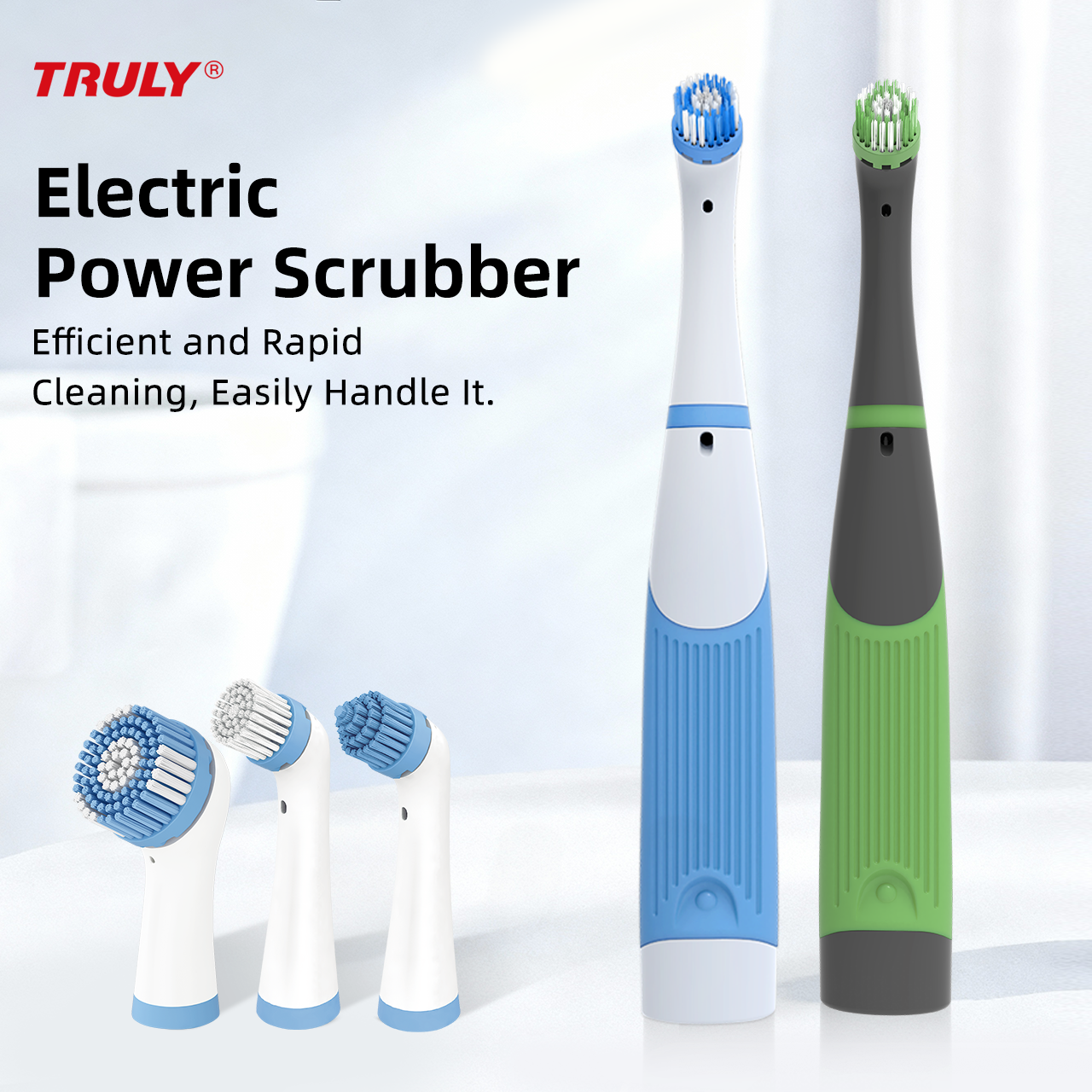 電動クリーニングブラシ 3 つの交換可能なブラシヘッド付き、電池式 (電池は含まれません) キッチン バスルーム用