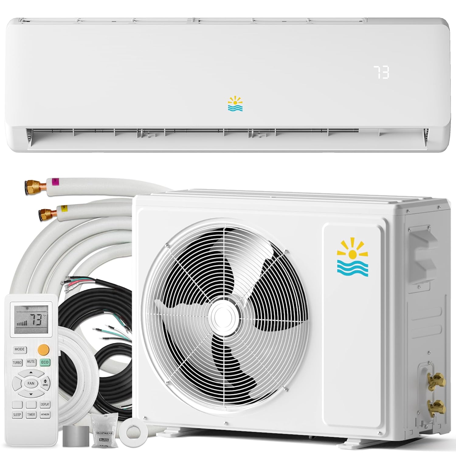 ミニ スプリット AC/加熱システム - 12000 BTU ミニ スプリット AC インバーター加熱および冷却、19 SEER2 115V/110V エネルギー、カスタム