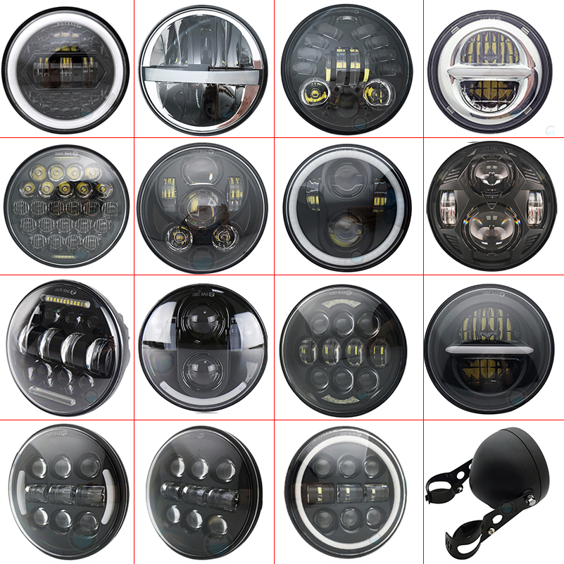 5-3/4インチ 5.75インチ オートバイモトLEDプロジェクター フルハローヘッドライト DRL 50W バイクヘッドライト スポーツスター 883 XL883 FXCW用。