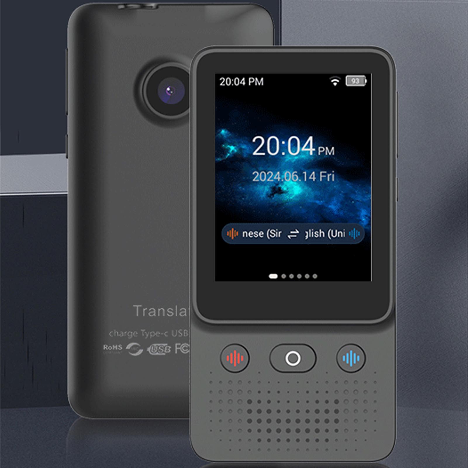 言語翻訳デバイス 1000mAh バッテリー 3.0 インチ 5MP カメラ ポータブル スマート音声翻訳機 ブラック 学習用