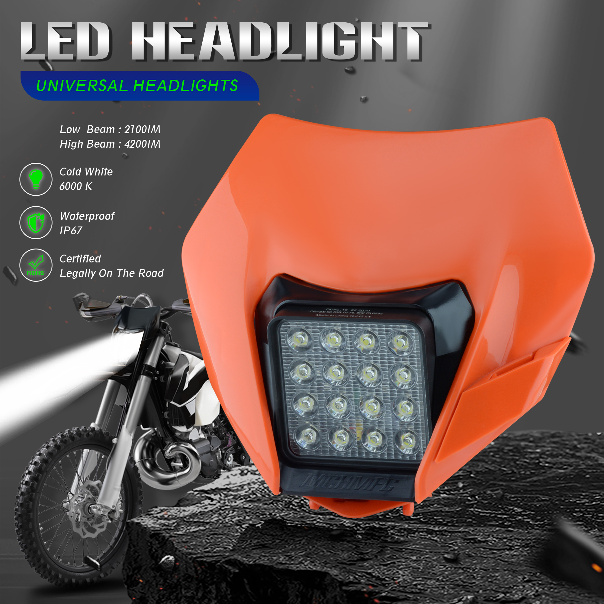 Fewfuss 超高輝度オートバイ LED ヘッドライトヘッドランプヘッドランプライト KTM EXC EXCF SX SXF XC XCF XCW XCFW モトクロスエンデューロ