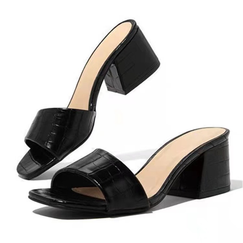夏のスリッパの女性のファッション靴女性のための黒大サンダル高級ヒールスリッパ Zapatos De Mujer