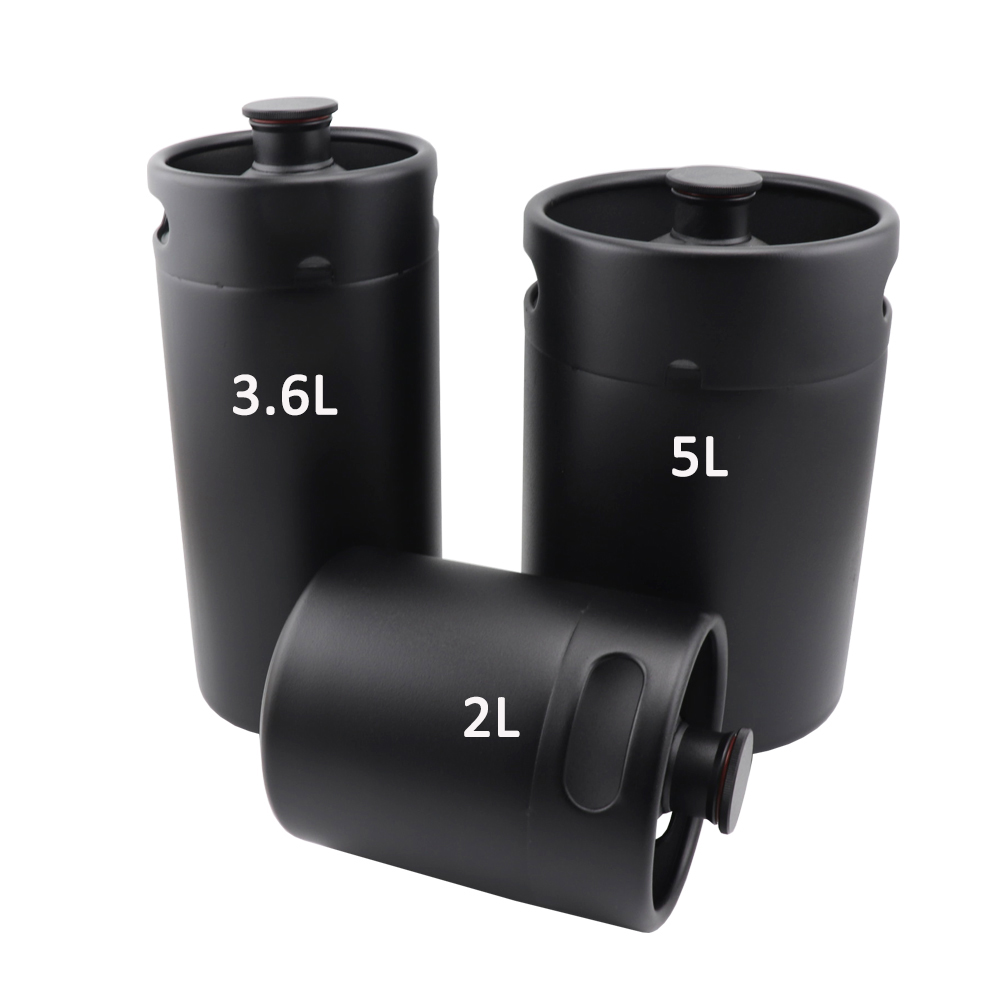 2L/3.6L/5L ビール樽ミニ樽マットブラック自作クラフトビールグラウラー蓋付き