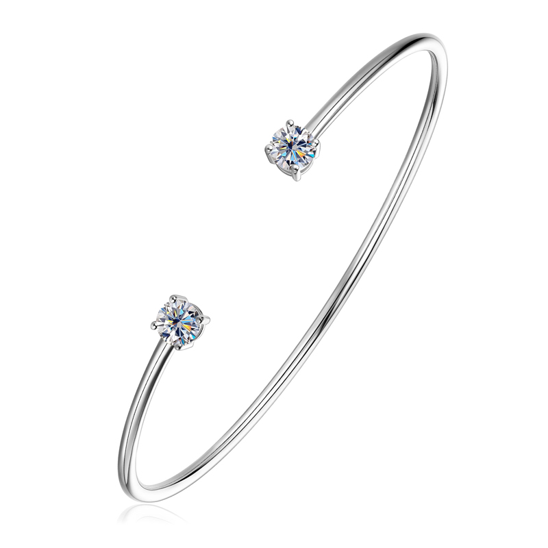 IOGOU 5 ミリメートル 0.5ct D モアッサナイトダイヤモンドカフバングル女性の結婚式のブレスレットリアルシルバー 925 オープンバングル婚約ファインジュエリー
