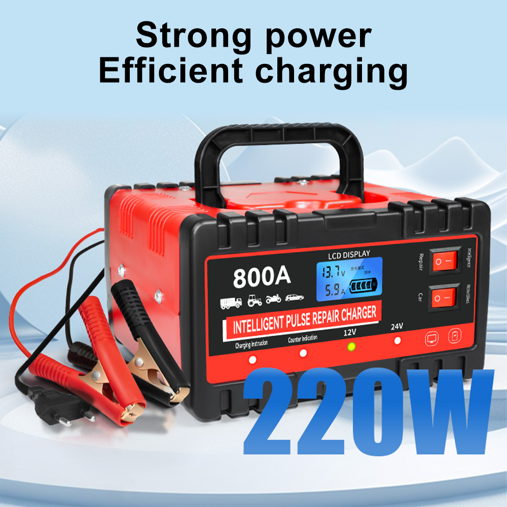 220 ワット 12 V/24 V スマートパルス修理車のバッテリー充電器トラック充電器鉛蓄電池蓄電池充電装置スイッチ付き