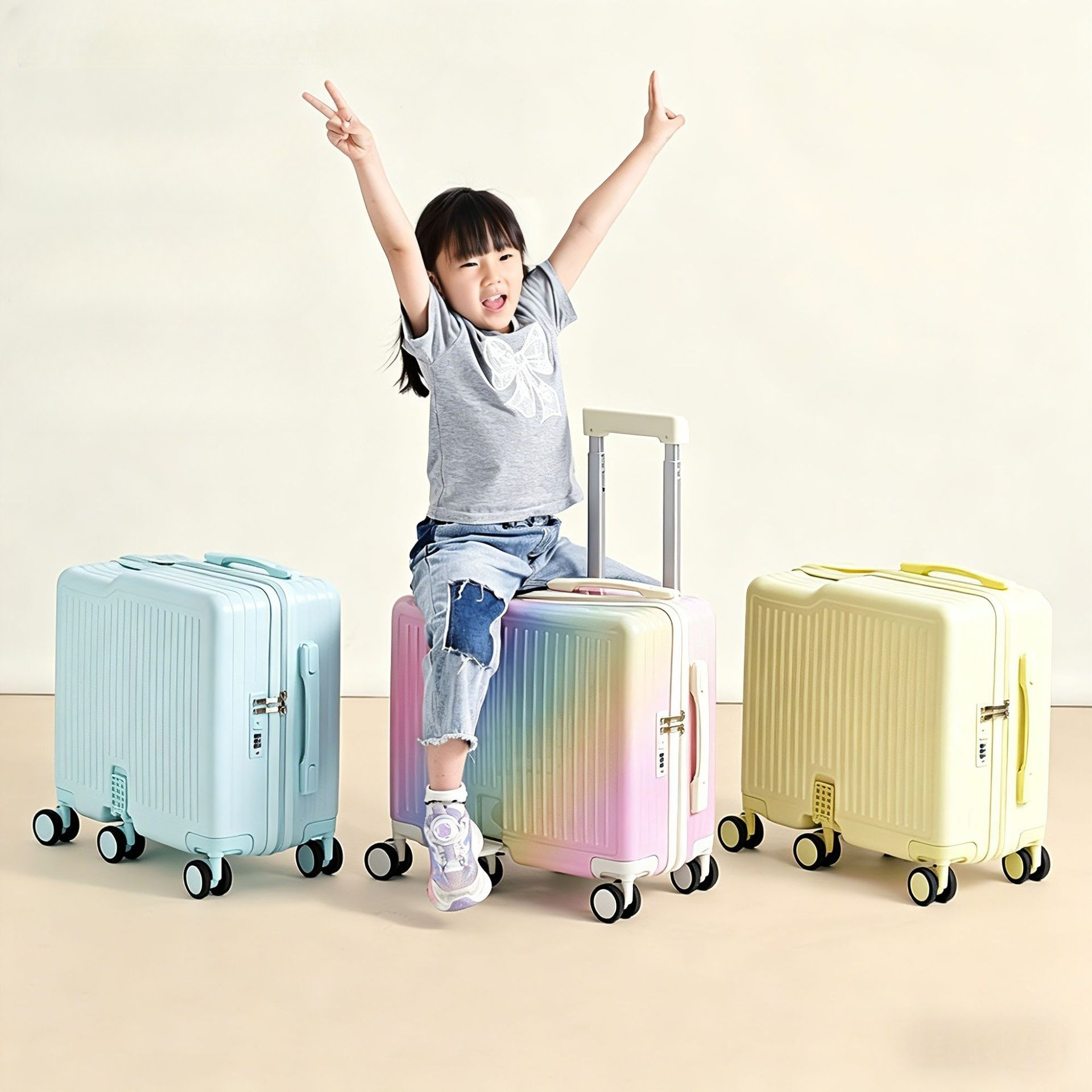 トロリーバッグ 荷物コンパートメント 子供用 乗用玩具 パスワードボックス 20インチ キャリーバッグ 旅行 コンパクトで軽量