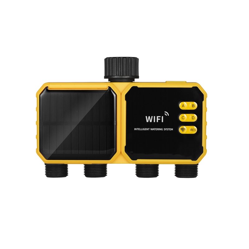 J1UL1N 太陽光発電屋外水タイマー自動灌漑システム 4 コンセント WIFI ソーラー灌漑タイミングコントローラー