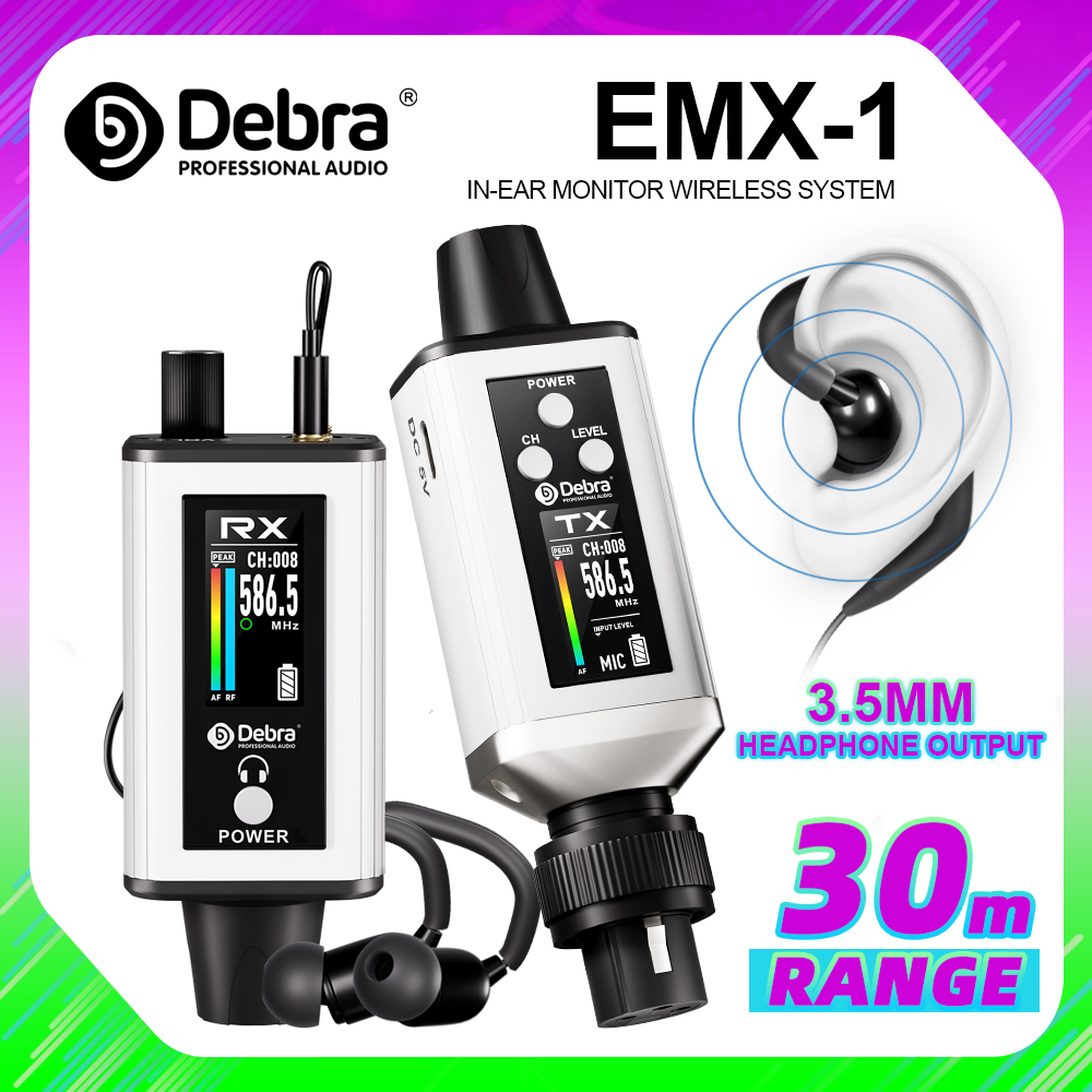 Debra Audio UHF IEM EMX-1 ワイヤレスモニタリングシステム ポータブル 充電式 画面上で 16 の調整可能な周波数を搭載