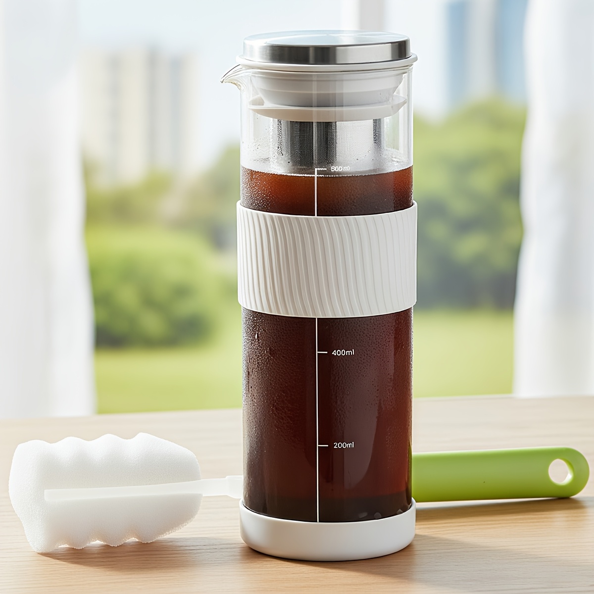 水出しコーヒーメーカー クリーニングブラシ付き 27オンス/800ml 水出しピッチャー アイスティーピッチャー 冷蔵庫用水出しコーヒーピッチャー