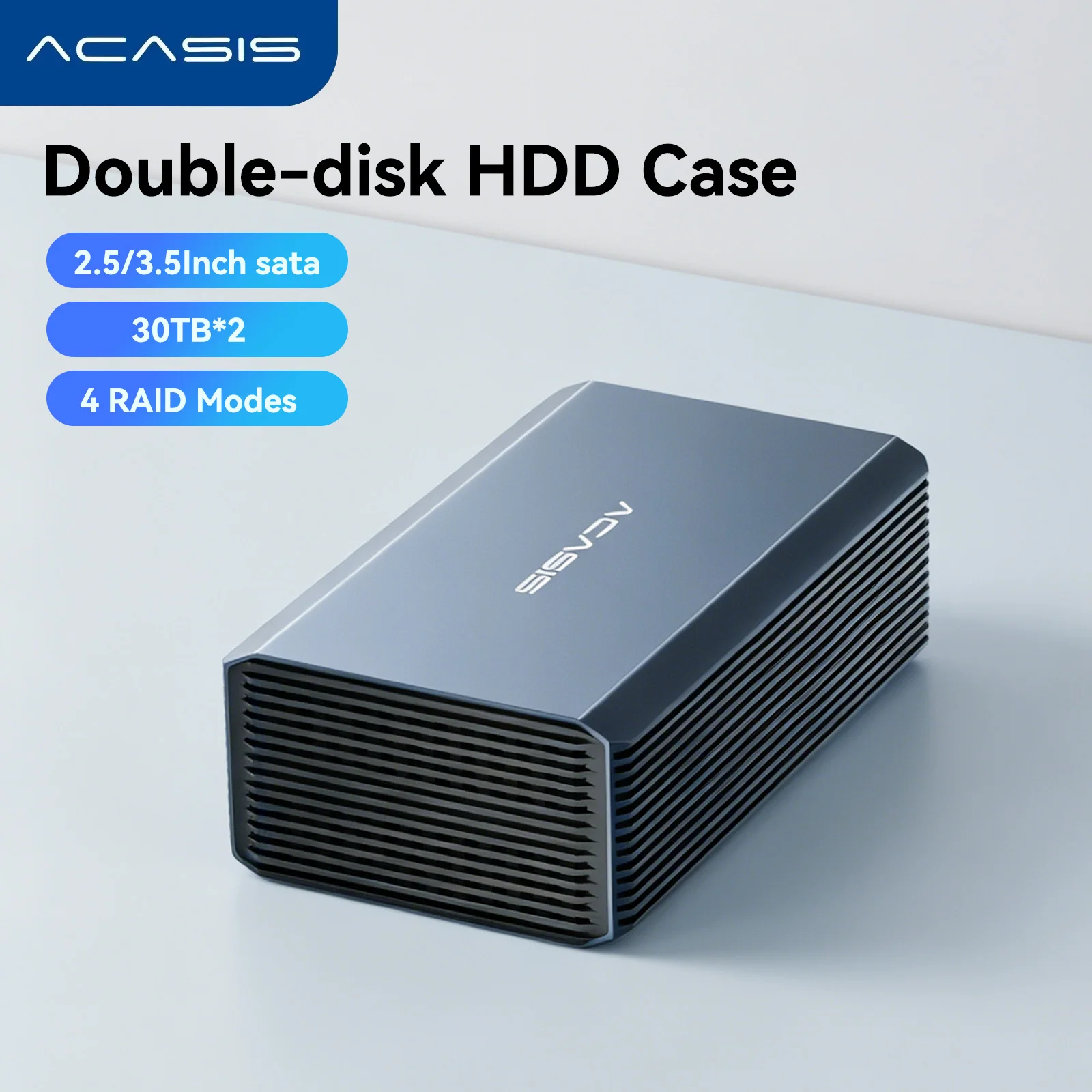 Acasis Dual Bay 3.5/2.5 Inch HDD/SSD Case 60TB External Hard Drive Enclosure SATA to USB Hard Disk Array with RAID Function